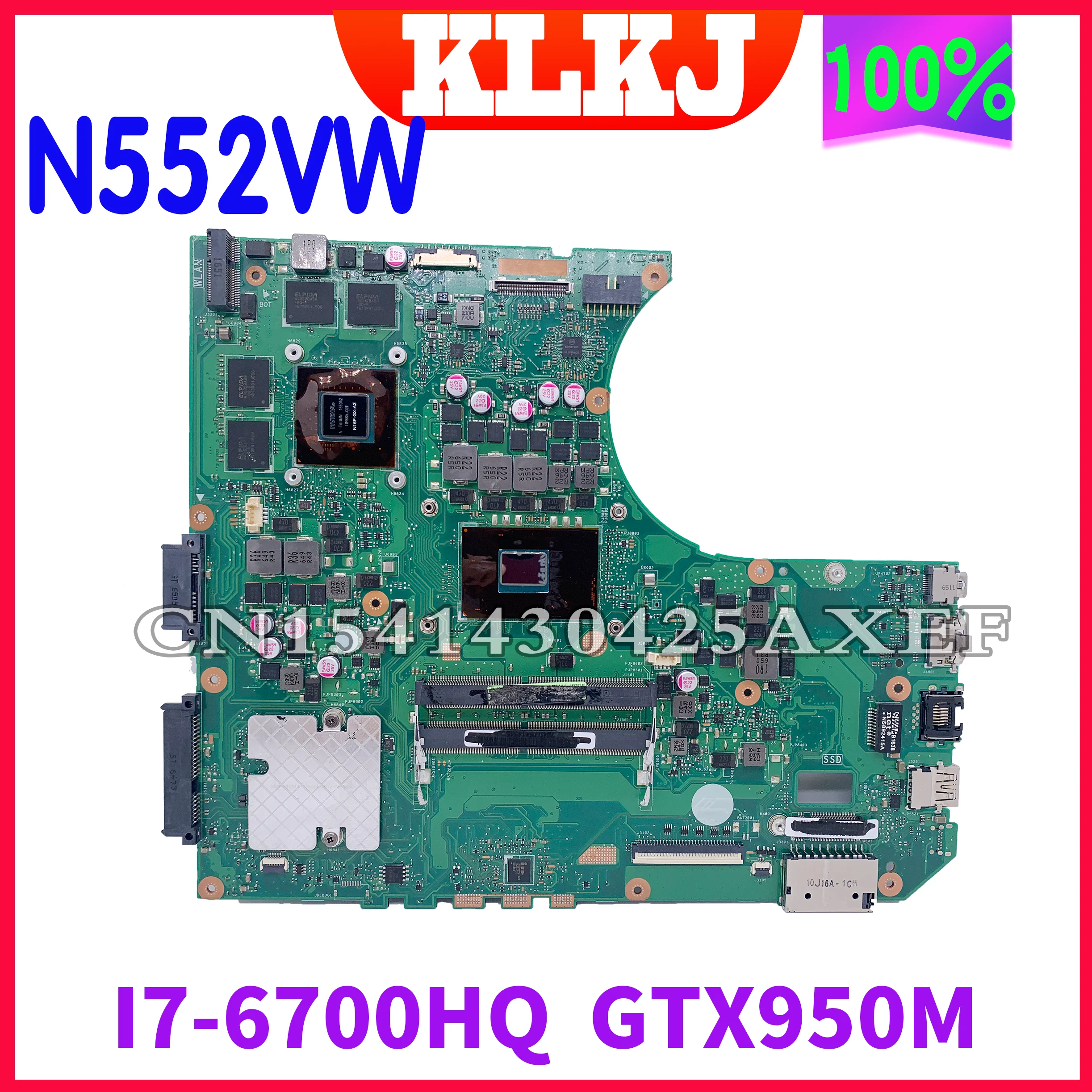 

Оригинальная пробная материнская плата Dinzi N552VW ASUS N552VW N552VX N552V, материнская плата для ноутбука, модель GTX950M 2 Гб