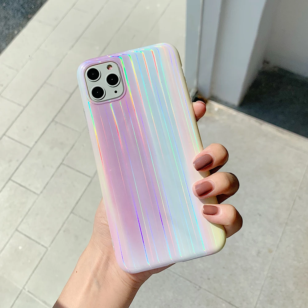 LOVECOM Роскошный чехол радужной расцветки для iPhone 12 Pro 11 Max XS XR X 6 6S 7 8 plus Аврора узор