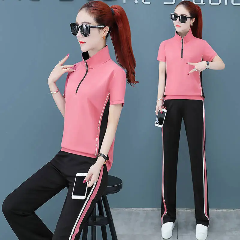 저렴한 2 조각 세트 Tracksuit 여성 스트라이프 두 조각 세트 탑과 바지 Femme 의류 탄성 허리 롱 바지 세트 라운지 착용 저렴한 2 조각 세트 Tracksuit 여성 스트라이프 두 조각 세트 탑과 바지 Femme 의류 탄성 허리 롱 바지 세트 라운지 착용
