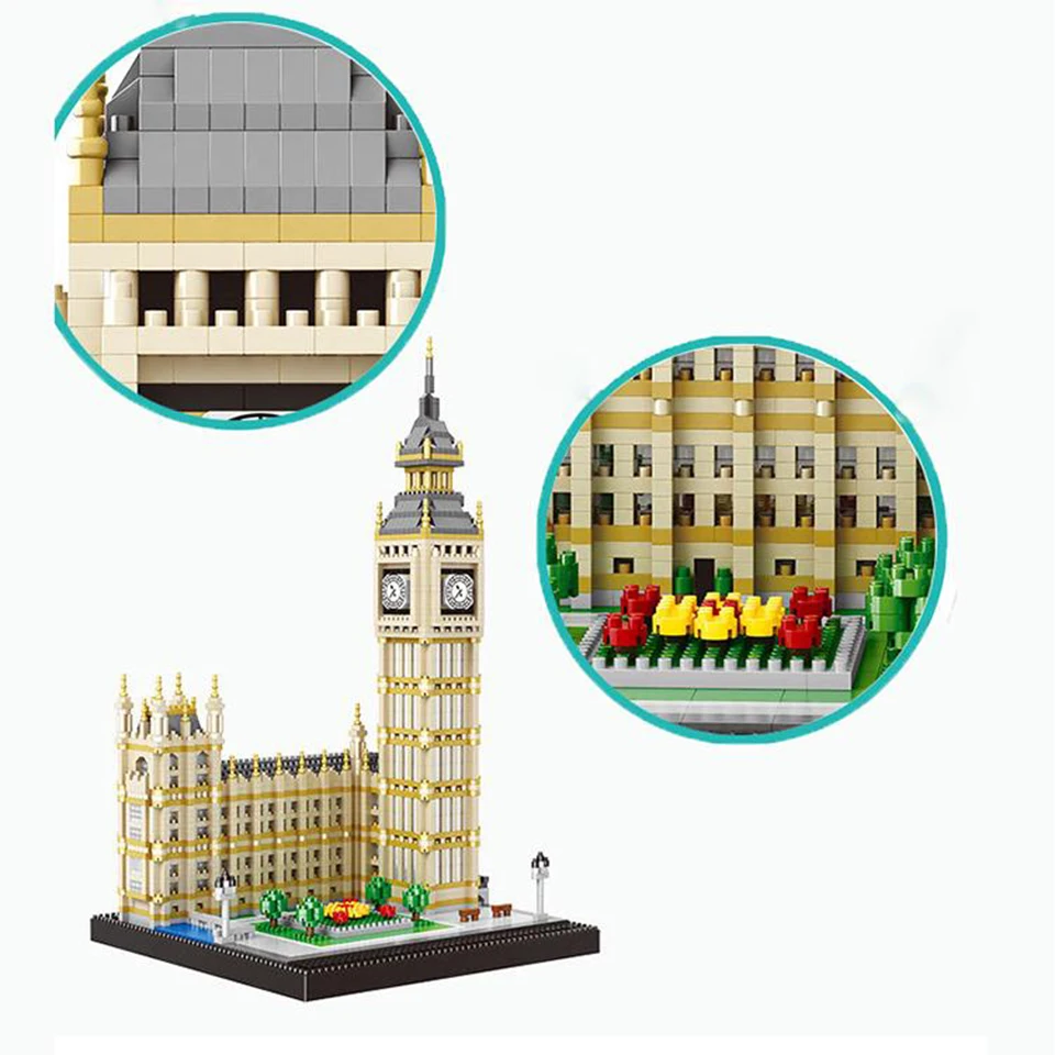 Город Биг Бен кирпич модели зданий строительные блоки для детей алмазные мини