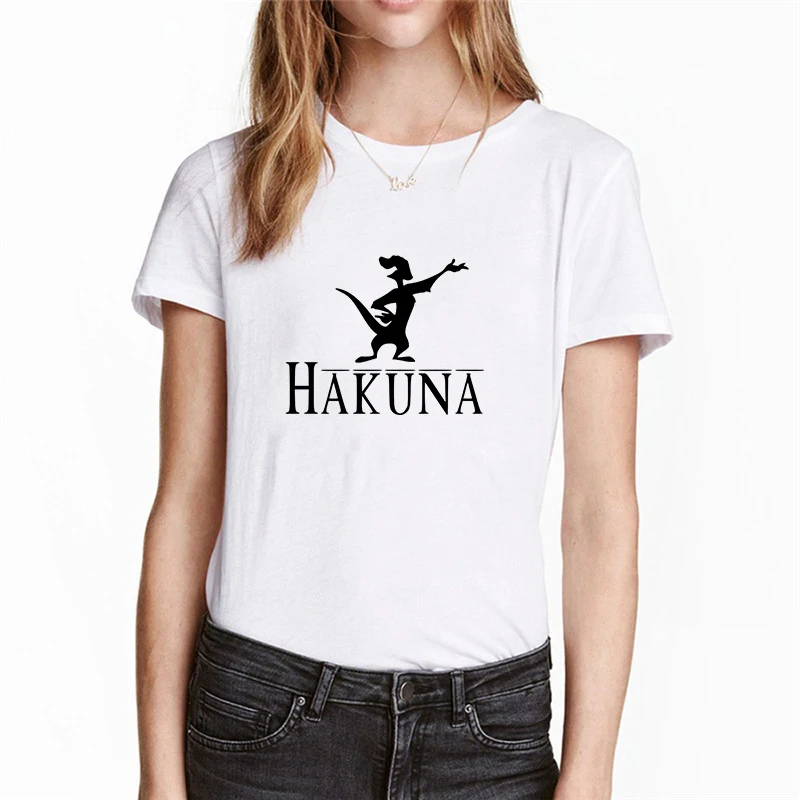 Showtly Hakuna Matata Women Harajuku Ullzang the lion king T-shirt Femme Homme Summer Tshirt Fashion Top Tee Female T Shirt