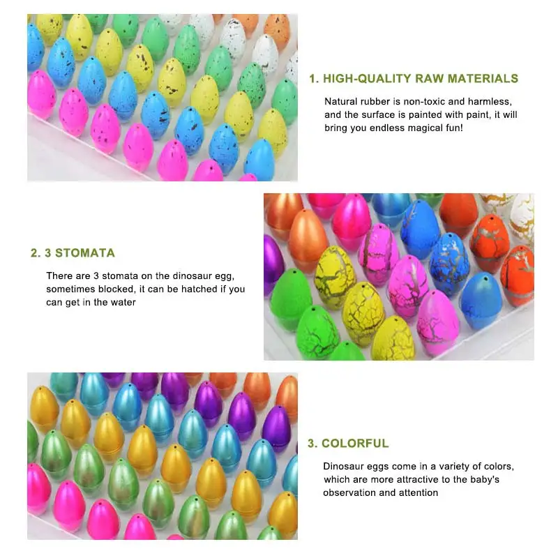 

60Pcs Magic Hatching Growing Dinosaur Add Water Grow Add Cracks Egg Animal Breeding Process Novelty Gag Toys For Child Gift