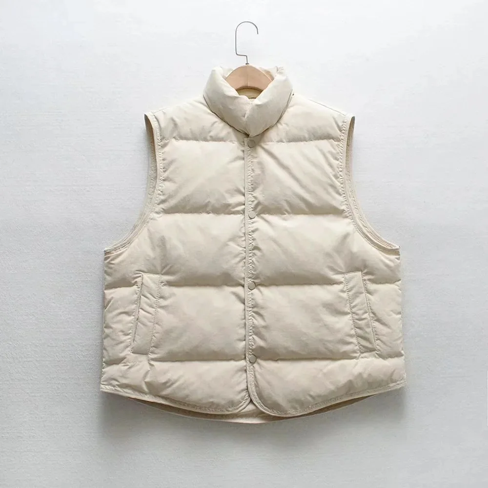 

2021 женский жилет с воротником-стойкой без рукавов винтажный свободный стиль женский осенне-зимний жилет пальто повседневная женская одежд...