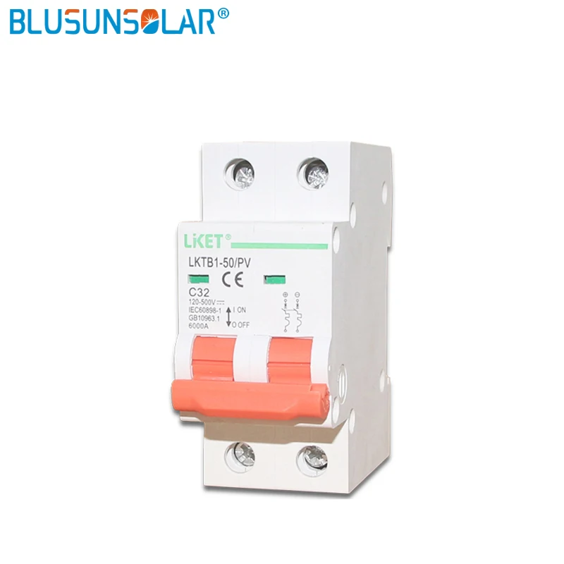 1 шт. 2 Pole16A/32A/50A/63a DC250V 500V MCB DC Автоматический выключатель солнечной энергии