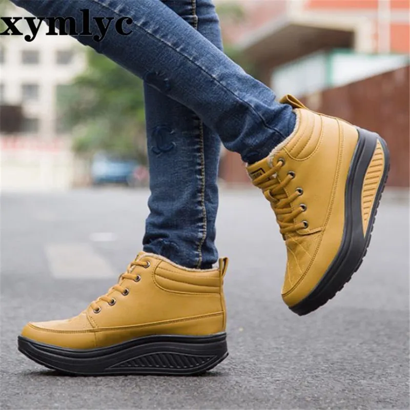 Женские ботинки Сезон Зима На шнуровке кроссовки thicksoled Досуг туристические