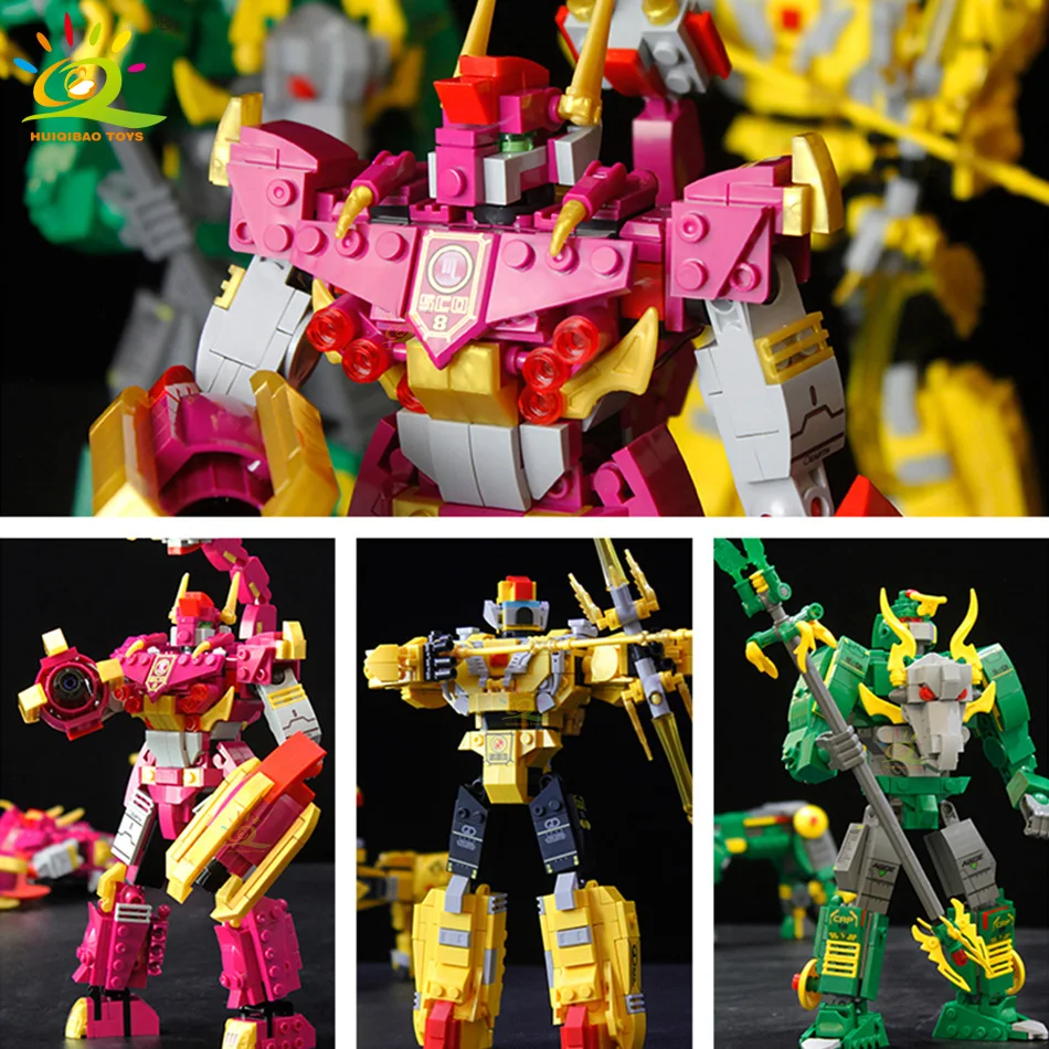 

HUIQIBAO 2in1 SGR Constellation Warrior Building Blocks Transform Mech City Armor Mecha Bricks Set Children Robot Toys Kids Gift