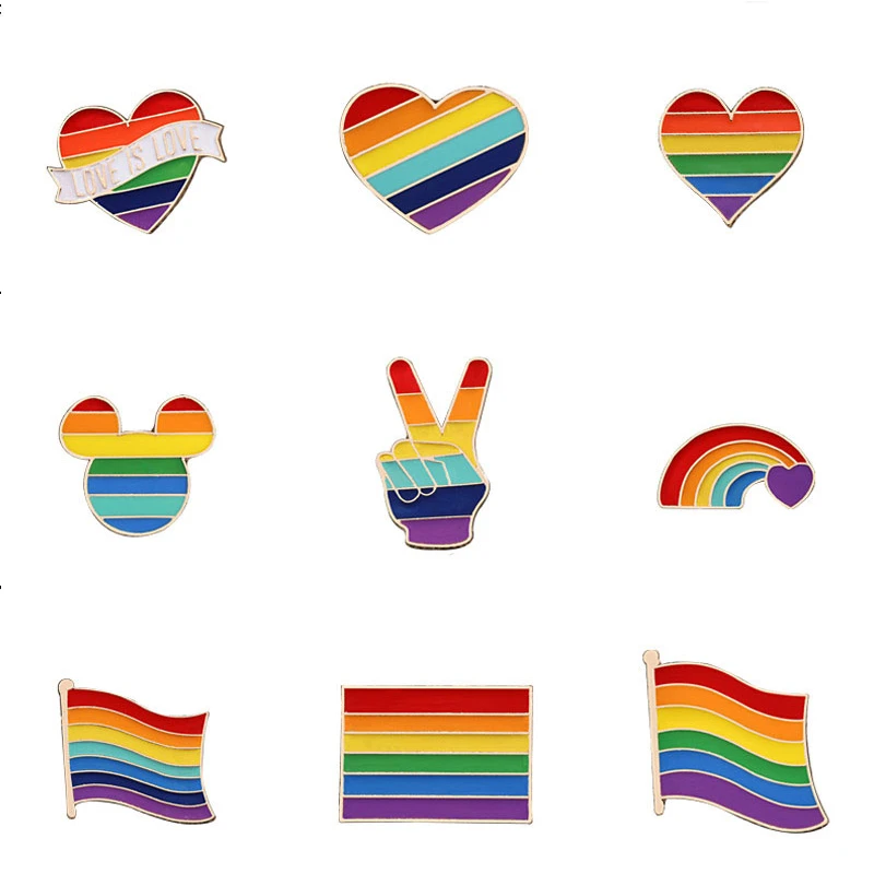 9 стилей ЛГБТ дизайн Радуга Творческий сердце Yeh булавка для пальца брошь Металлические Булавки значки джинсовая эмаль брикет подарок для женщин unsix