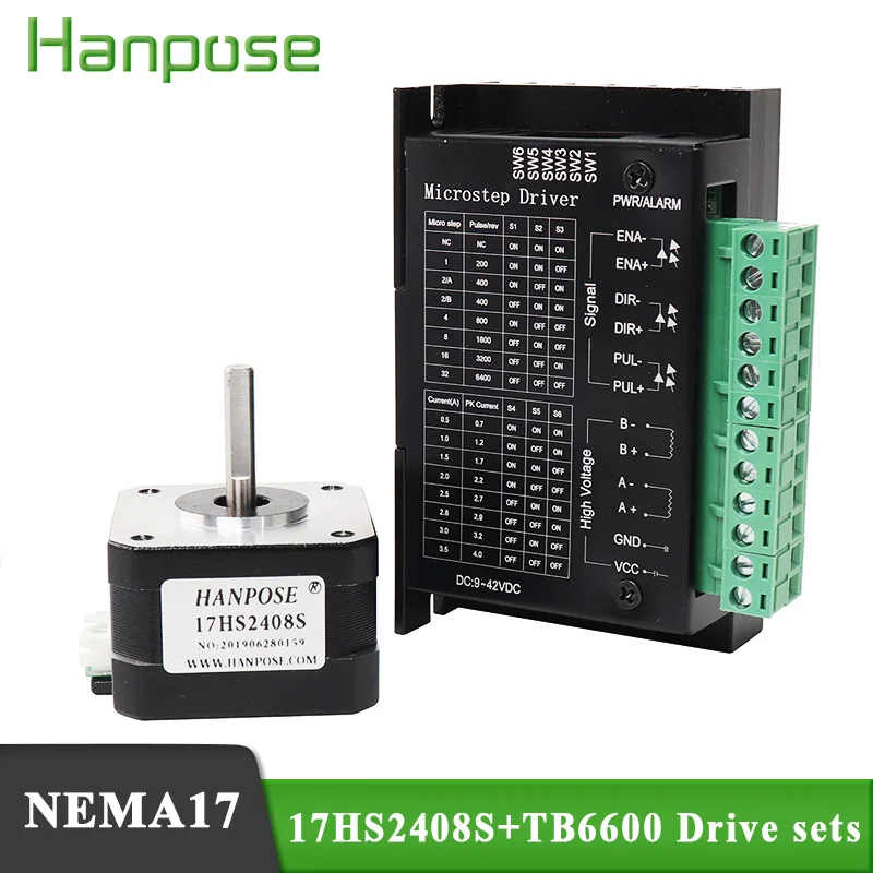 Драйвер шагового двигателя 17HS2408S 4 lead Nema 17 TB6600 42 Motor 0.6A 12N.cm CE CNC для лазерного и 3d