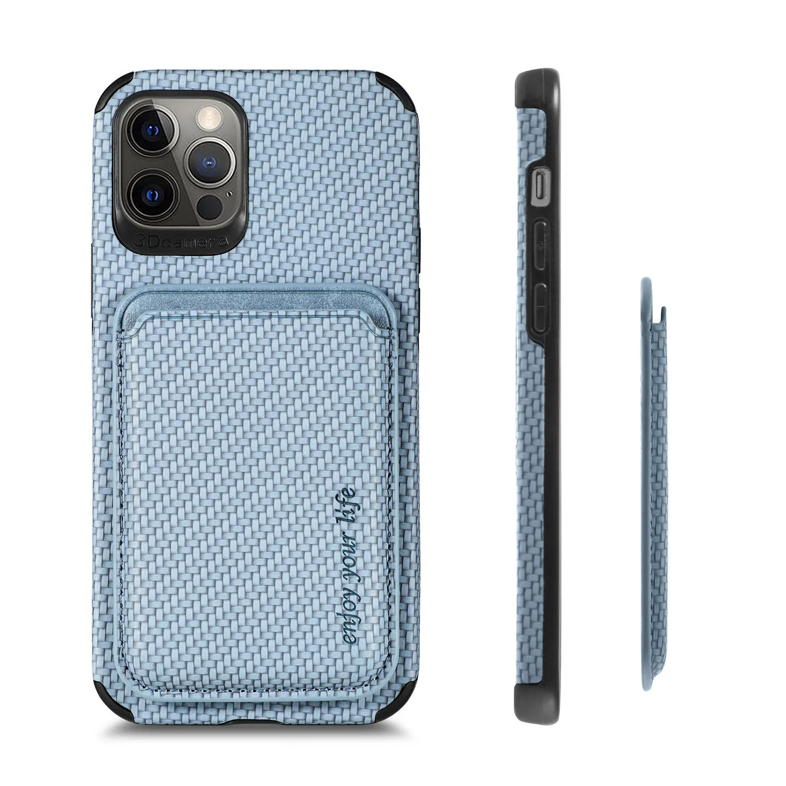 

Fiber Pattern Pu Leather Case For iPhone 13 12 Mini 11 Pro XS Max XR X 8 7 Plus SE 2020 Magnetic Card Holder Pouch Cover Case