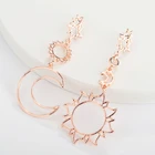 Женские длинные серьги-подвески, асимметричные геометрические серьги с вырезами в виде звезды, Луны, солнца, ювелирные изделия