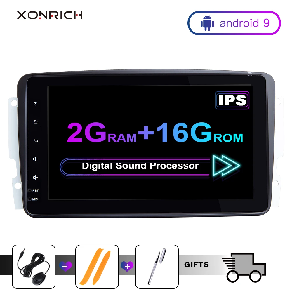 2 din Android 9,0 автомобильный dvd-плеер для Mercedes Benz CLK W209 W203 W463 W208 Мультимедиа gps навигация головное устройство радио стереоаудио