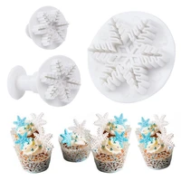 3pcs mix size snowflake fondant cake decorating sugarcraft cutter plunger mold for christmas new year party decor navidad gift