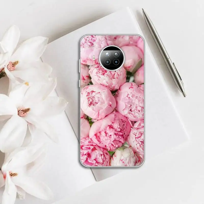 

Pink Purple Peony Flower On the Vase Phone Transparent Xiaomi mi note 10 8 9 t HUAWEI p30 40 11 Samsung S 8 9 10 20 pro lite