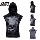 Футболка мужская стрейчевая для фитнеса, без рукавов, с принтом черепа, в стиле киберпанк-ниндзя, с капюшоном, маска для верховой езды, лето 2021 КБ