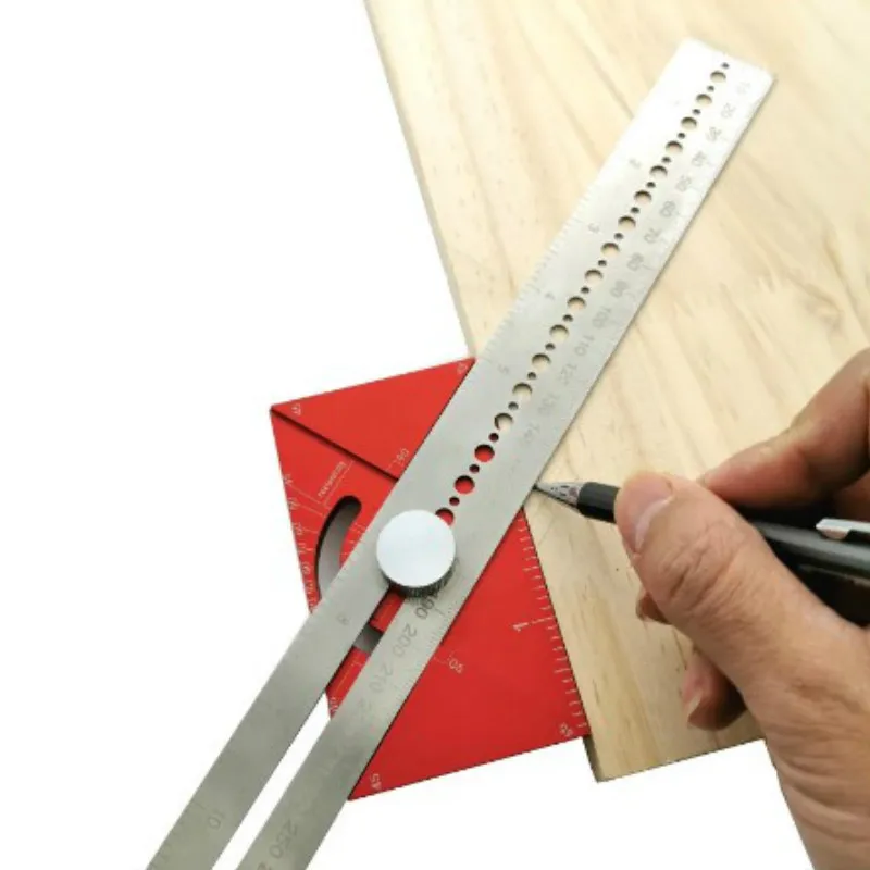

Новая разметочная линейка Деревообрабатывающие инструменты многофункциональный угловой измерительный прибор Алюминий сплав Т-образная раздвигающийся измерительный и рисовать линии инструмент
