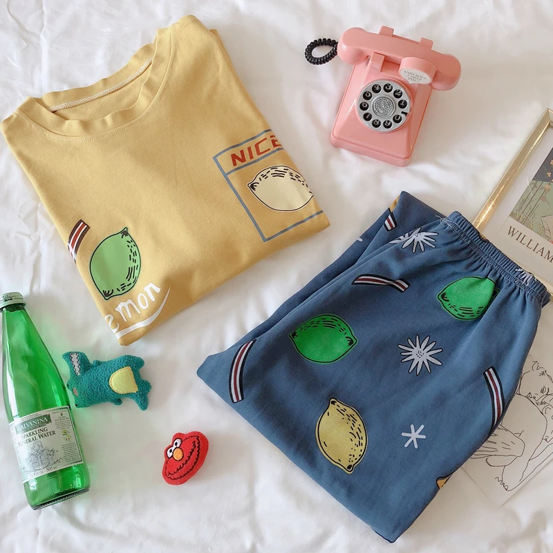 

2019 New Women Pajamas Sets autumn Long Sleeve Cartoon Print Cute Sleepwear Girl Pijamas Mujer Leisure Nightgown Adult clothes