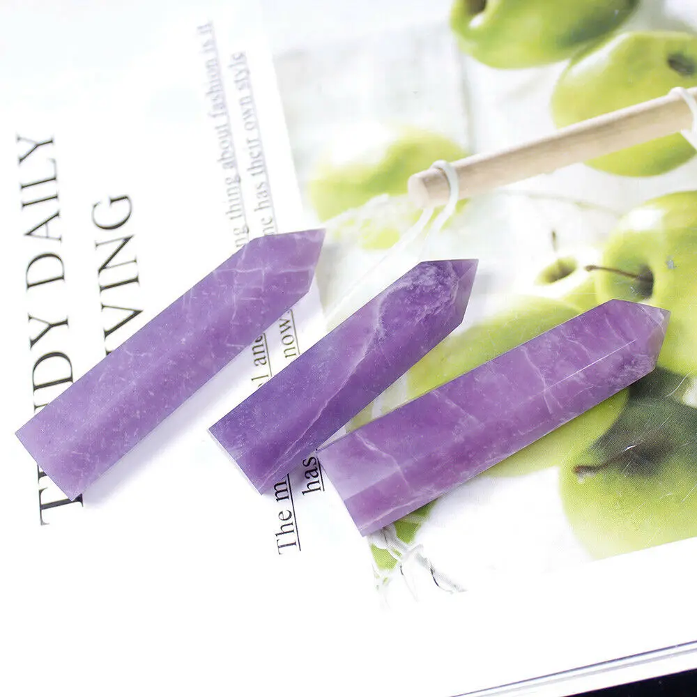 

1PC Natural Crystal Purple Mica Points Stone for Energy Meditation Hexagon Pillar Purple Gemstone Pointed Home Crafts Decoration