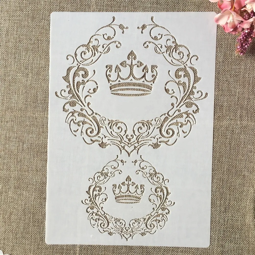 

A4 29cm Vintage Crown Garland DIY Layering Stencils Wall Painting Scrapbook Coloring Embossing Album Decorative Template