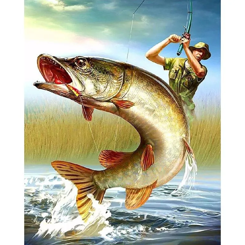 Модная 5D алмазная живопись рыболовный цветной узор новинка 2020 вышивка крестиком