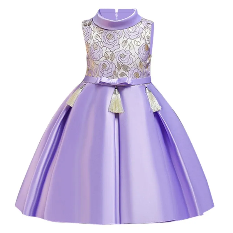 Purple Новогодний костюм для девочки;карнавальные костюмы праздничное нарядное платье для девочки:Детские платья для девочек; зимнее элегантное праздничное платье принцессы; свадебное платье подружки невесты; одежда для детей - Цвет: Purple
