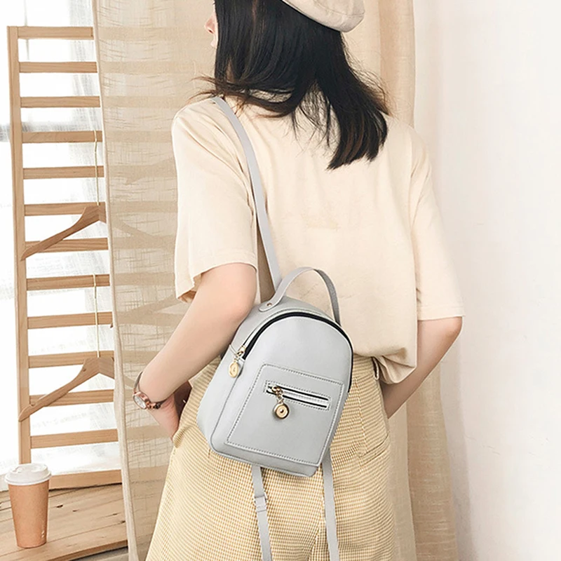 

2021 Summer New Women's Backpack Mini Small Solid Zipper Sweet Casual Fashion Backpack School Bag