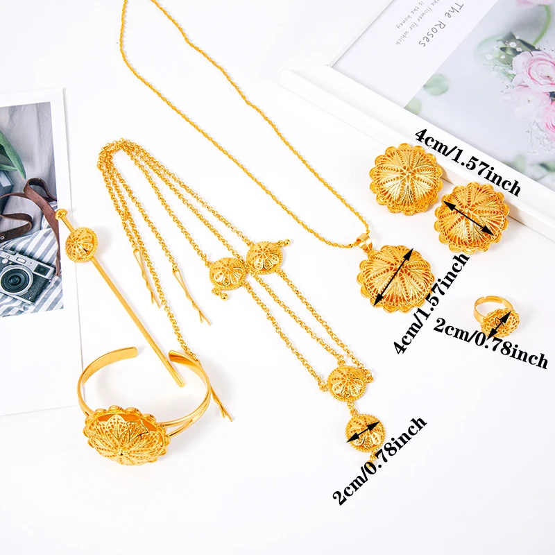 Женский комплект из ожерелья и кольца с эфиопскими украшениями 6 шт./лот |