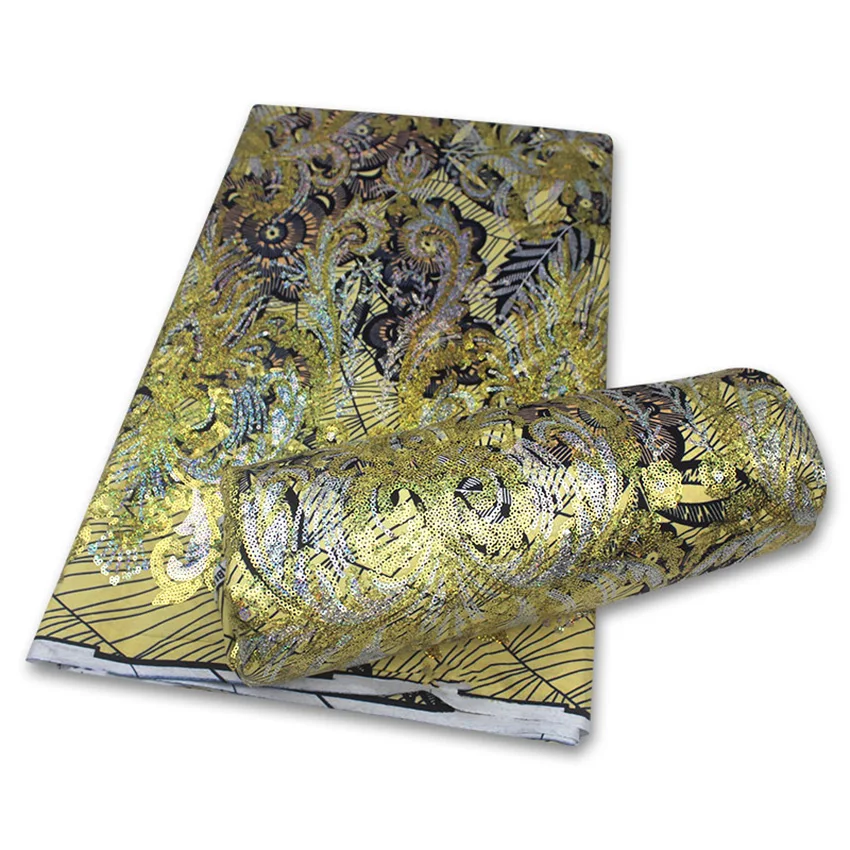 

2021 new style African sequin wax cloth colorful African wax cloth fabric beautiful Nigeria women's party fabric S201125