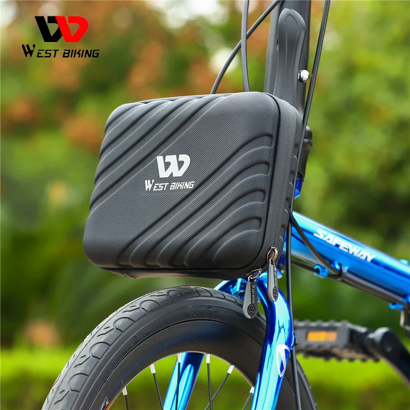 

WEST BIKING Waterproof Bicycle Bag Hard Shell Front Storage Case Reflective Cycling Bag BMX Portable Folding Bike Accessories