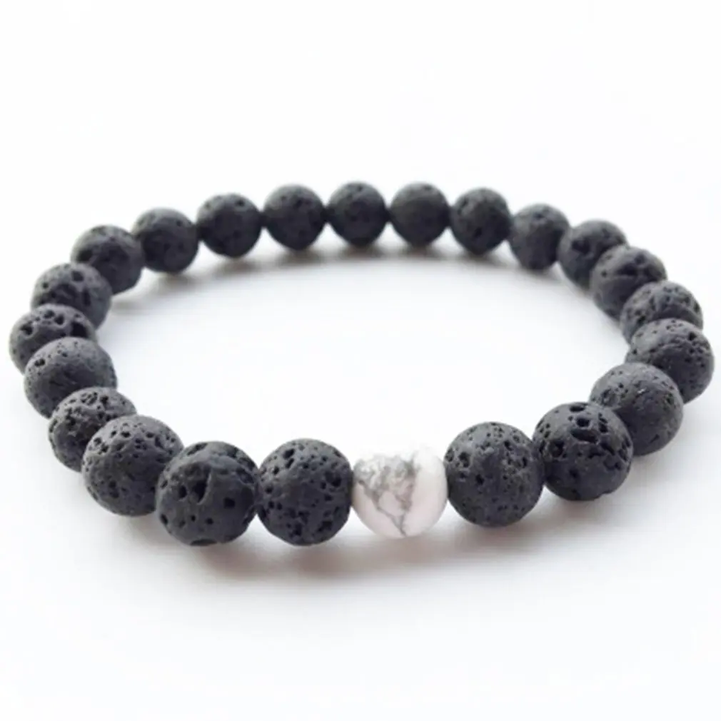 Пара расстояние браслет вулканическая лава камень белая сосна 8 мм рок бусины