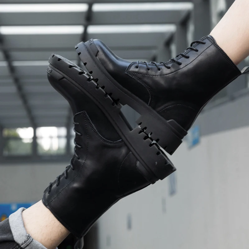

Vintage Mens Boots Military Genuine Leather Combat Boots for Men Combat Bot Tactical Ankle Boots Army Bots Outdoor Fashion Shoes