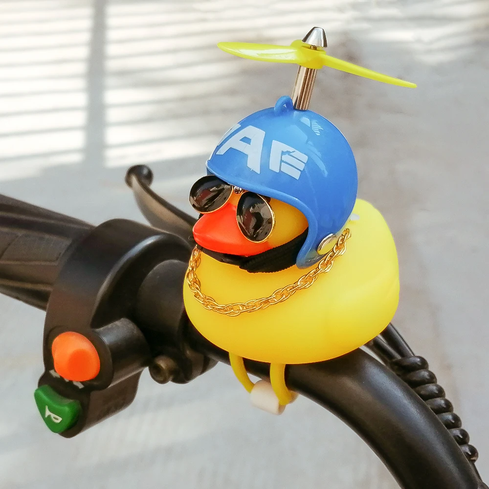 Bel Sepeda Bebek Berdiri Angin Rusak Bebek Kuning Kecil dengan/Bukan Lampu Helm Motor Sepeda Jalan MTB Aksesoris Bersepeda Berkendara