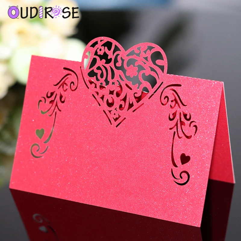 50 шт. вырезанные лазером сердечки Форма Место Карты Свадебные визитки для