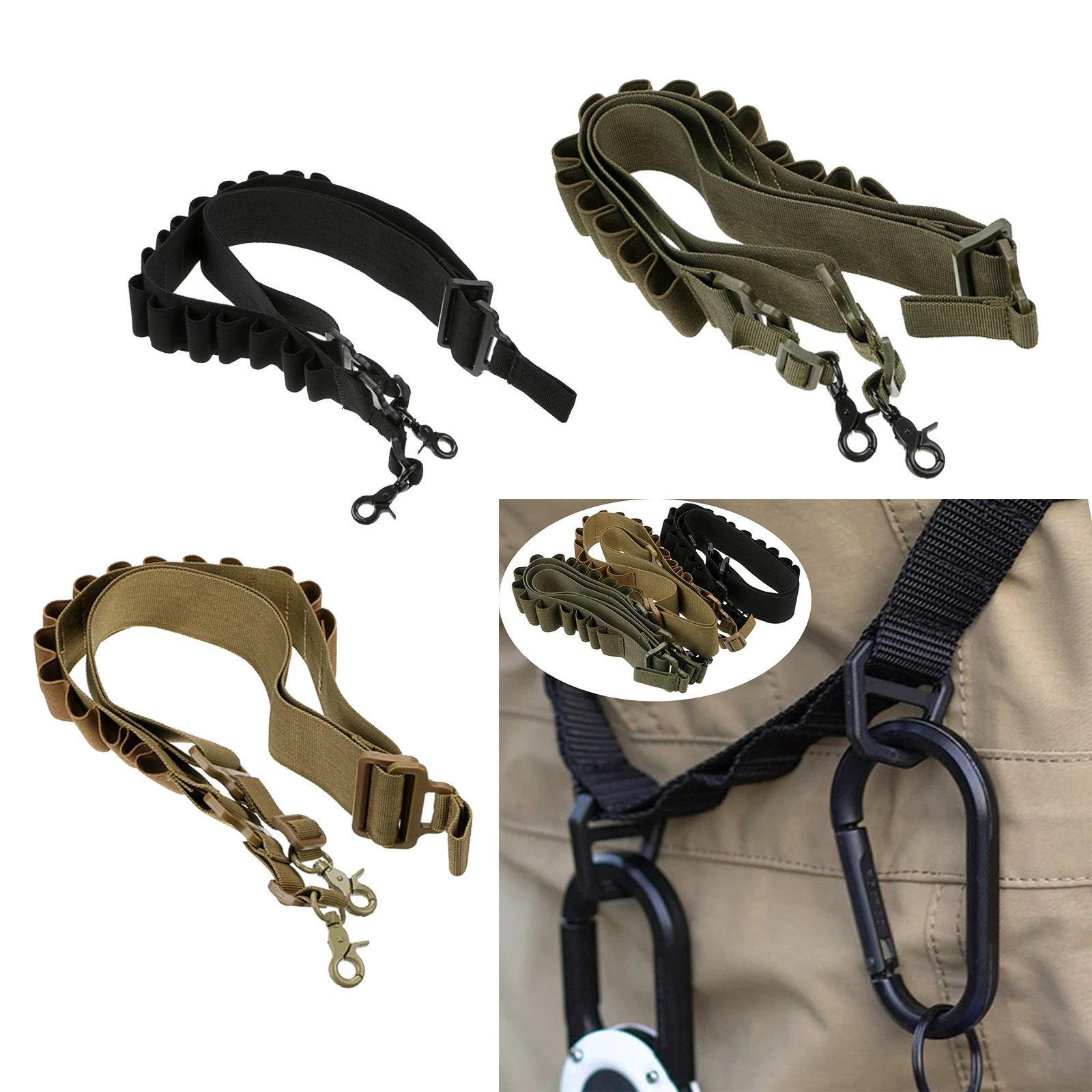 

Nylon Sling Strap with Hook Safety Belt Sports Bungee Hunting Fishing Accs