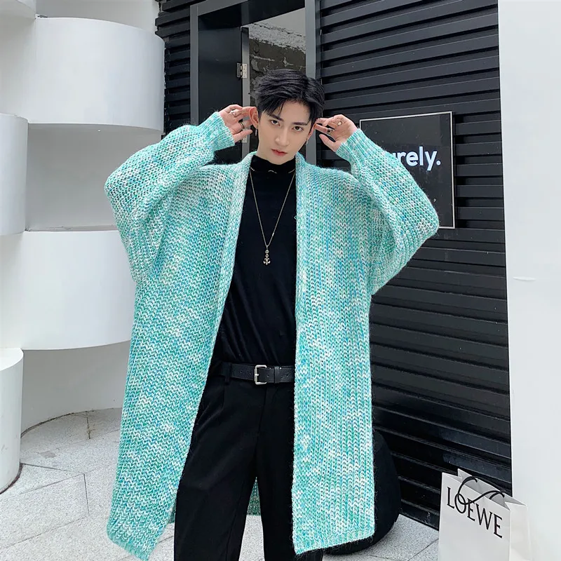 Мужская винтажная мода длинный стиль кардиган свитер пальто Женская Уличная