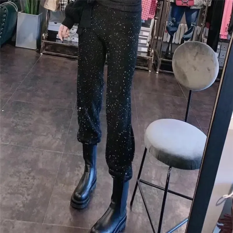 Женские бархатные брюки с высокой талией свободные шаровары большого размера