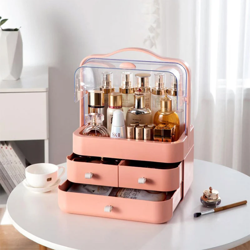 

XiaoGui Makeup Organizer Jewelry Stand Plastic Storage Container Portable Drawer Type Shelf Make Up Organizer Storage Box