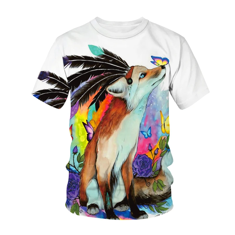 

New summer 3D print men's sweaters with long fox pattern