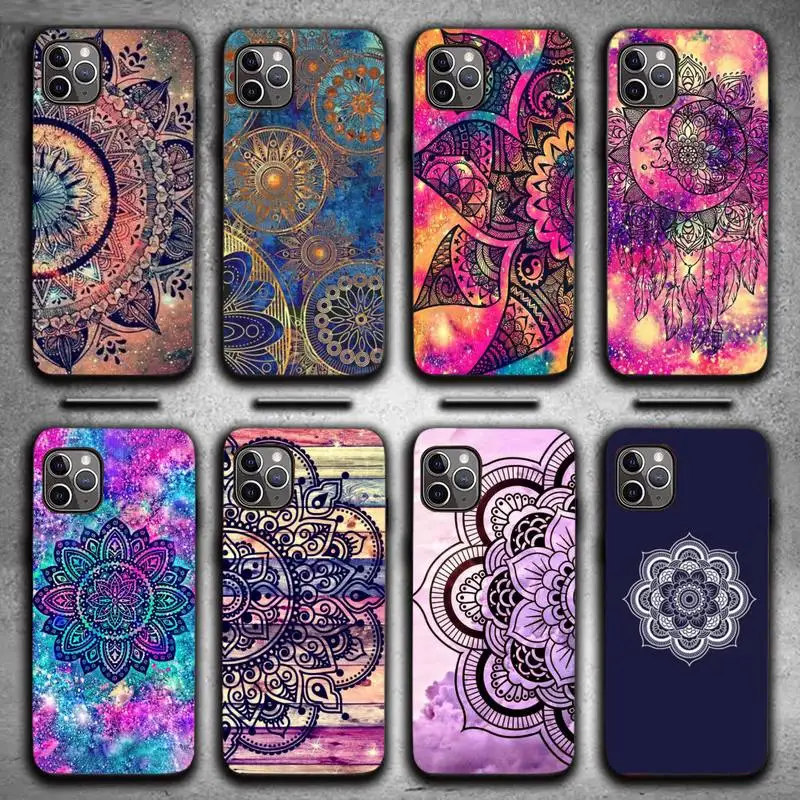 

Mandala flower Phone Case for iPhone 13 11 12 Pro X XS XR Samsung A S 10 20 30 51 Plus pro Max mobile bags