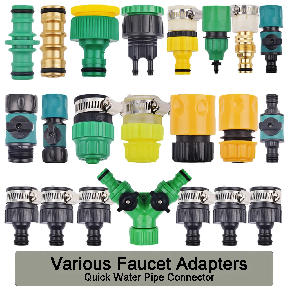 

Garden Tap Adapters Quick Connectors 1/2" 3/4" Drip Irrigation Water Splitters Female Thread Male Nipple Joint 1/4" Hose