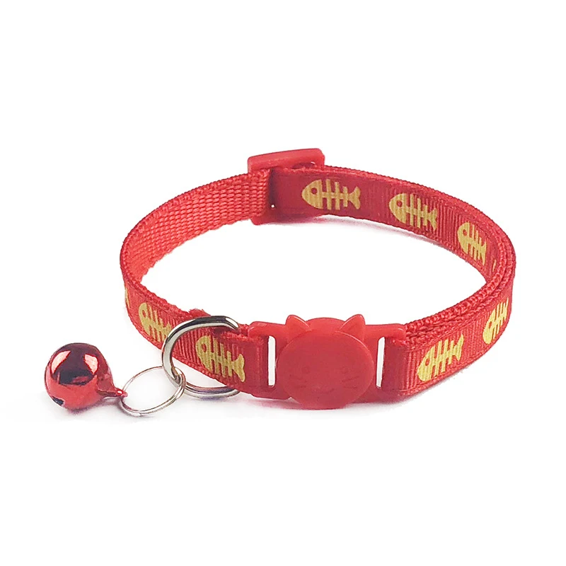 Безопасный ошейник для кошек с узором в виде рыбьей кости светоотражающий