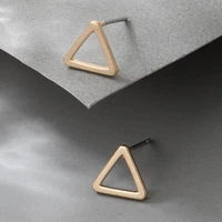 hi man french simple hollow triangle stud earrings women temperament all match student friendship gift jewelry
