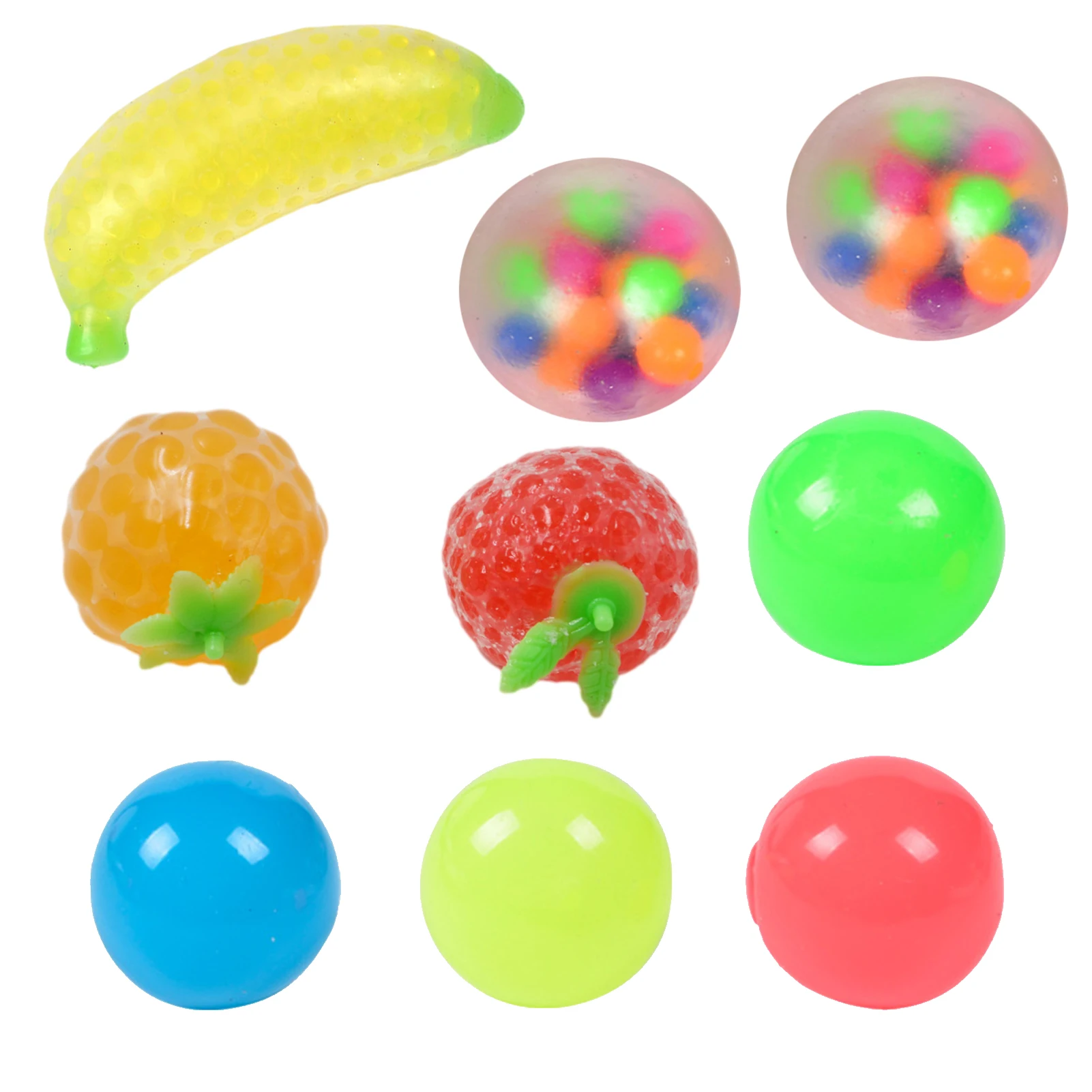 9pcs Fun Soft Fruit Anti Stress Ball Stress Reliever Toy For Kids Adult Anxiety Stress Relief Fidget Decompression Sensory Toy