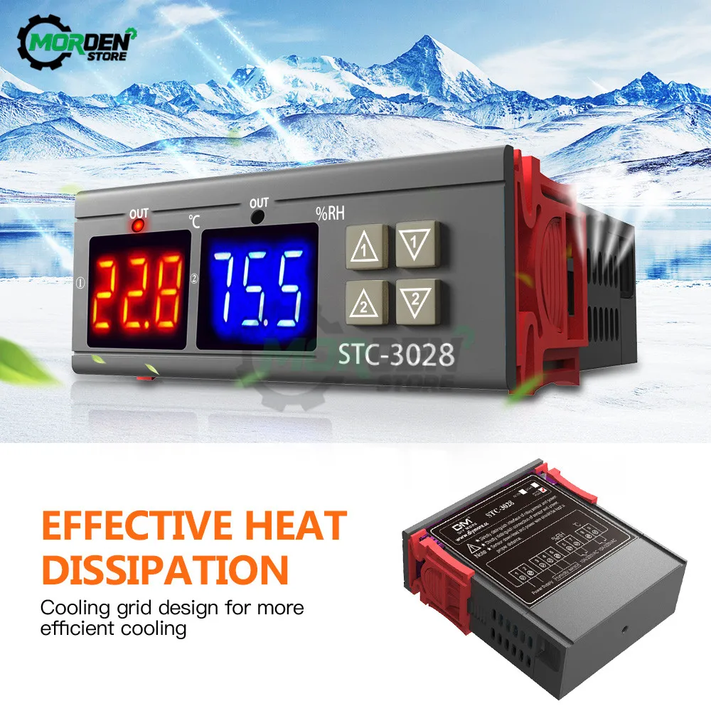 SHT2000 STC-3028 Dual Digital Temperature Humidity Controller AC 110V 220V Thermostat Humidistat Therometer Hygrometer |