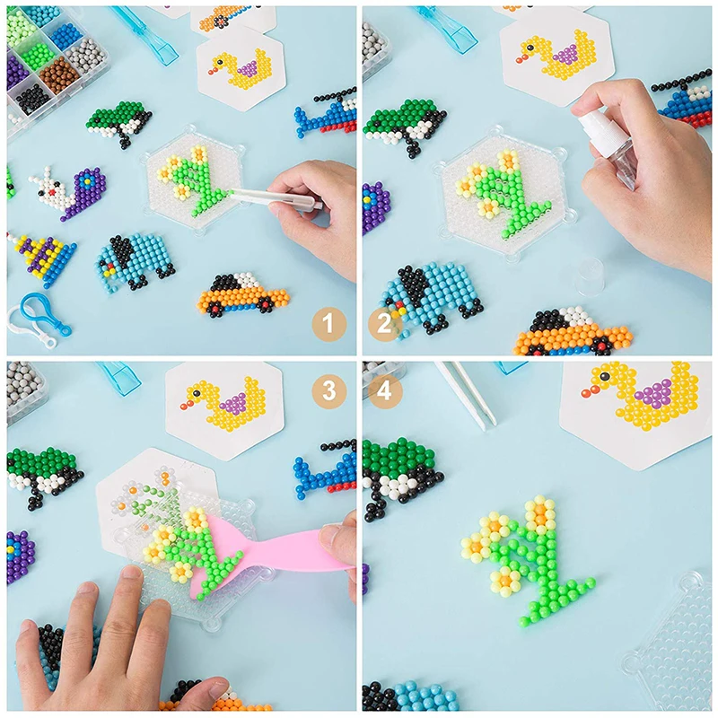 

JINLETONG Water Fuse Beads Kit 24 Colors 3600 PCS DIY Set Magic Water Sticky Beads Art Crafts Toys for Kids Birthday Gifts