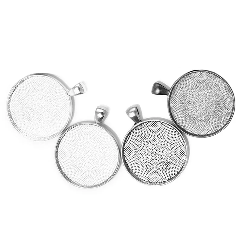 10 шт. серебряный цвет круглый пустой поднос базовый ободок подвеска настройка