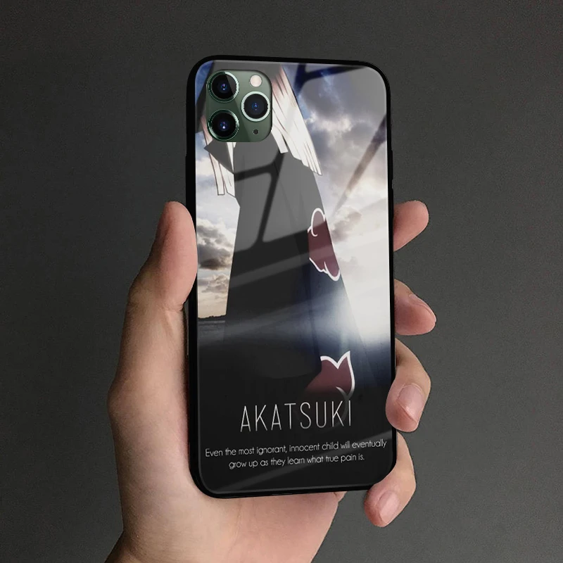 Мягкий силиконовый стеклянный чехол Akatsuki cloud Shippuden для iPhone 6 6s 7 8 Plus X XR XS 11 Pro max |