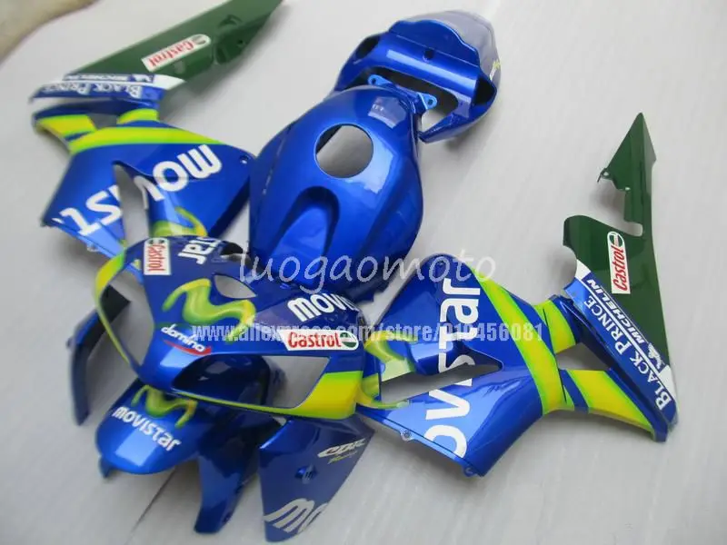 Кузов мотоцикла # blue movistar Коронки HONDA CBR600RRF5 2003 2004 комплект обтекателей впрыска