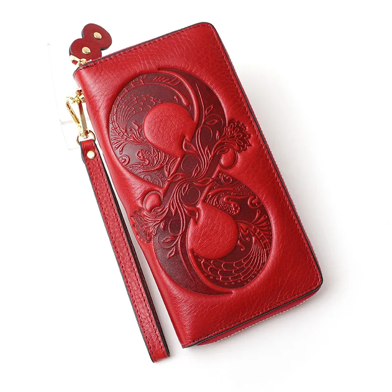 genuine leather wallet women 2022 new womens wallets long zipper purse large ladies clutch bag for cell phone and card holder free global shipping