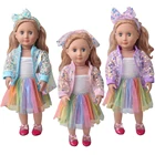 18 дюймов, с круглым вырезом, для девочек осеннее платье с блестками костюм лазерная сумка сверкающими Американский юбка для новорожденных, детские игрушки подходит 43 см для ухода за ребенком для мам, детские куклы, c948