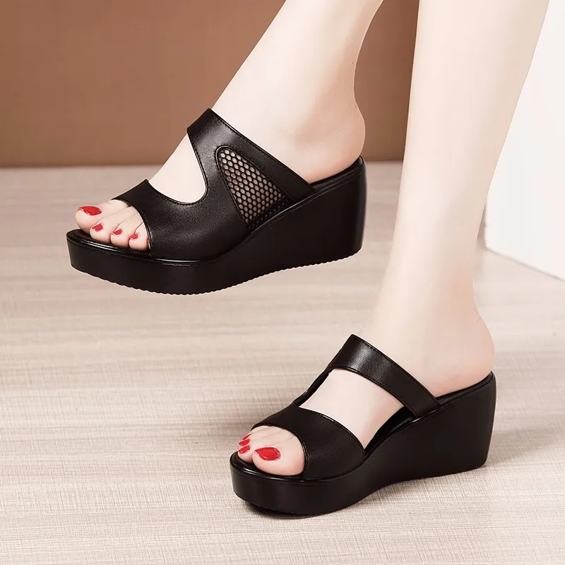 

Mesh PU Slip-on Fashion Women's Platform Sandals Shoes for Women Casual Sandalias Sandles Woman Womens Flat Shoe Slippers Summer